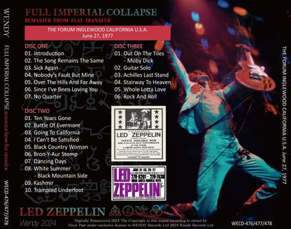 LED ZEPPELIN / 1977 FULL IMPERIAL COLLAPSE remaster from flat transfer (3CD)