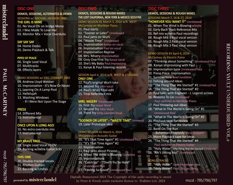 PAUL McCARTNEY / RECORDING VAULT UNDERDUBBED VOL.2 (3CD)