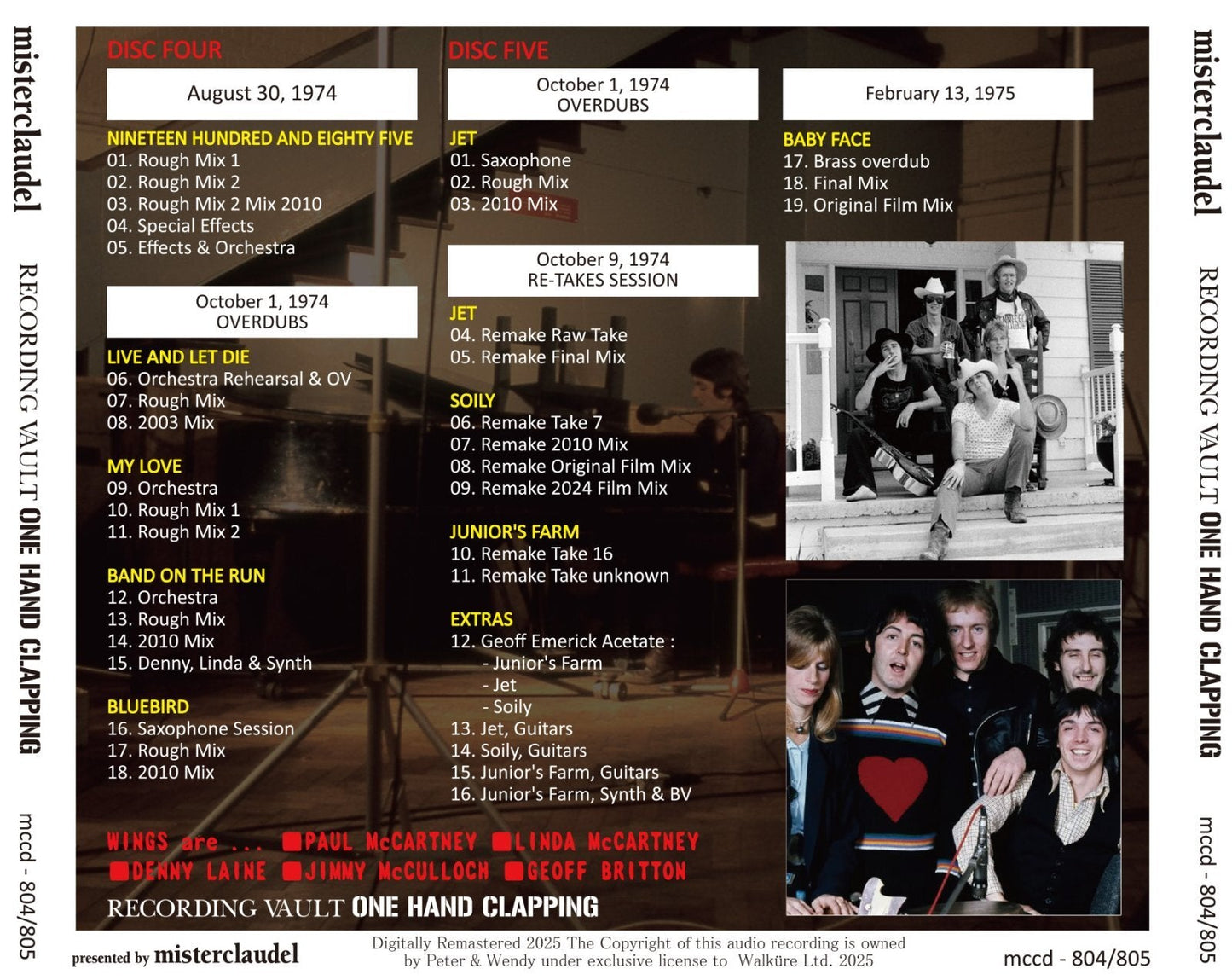 PAUL McCARTNEY / RECORDING VAULT APLAUDICIONES CON UNA MANO (5 CD)