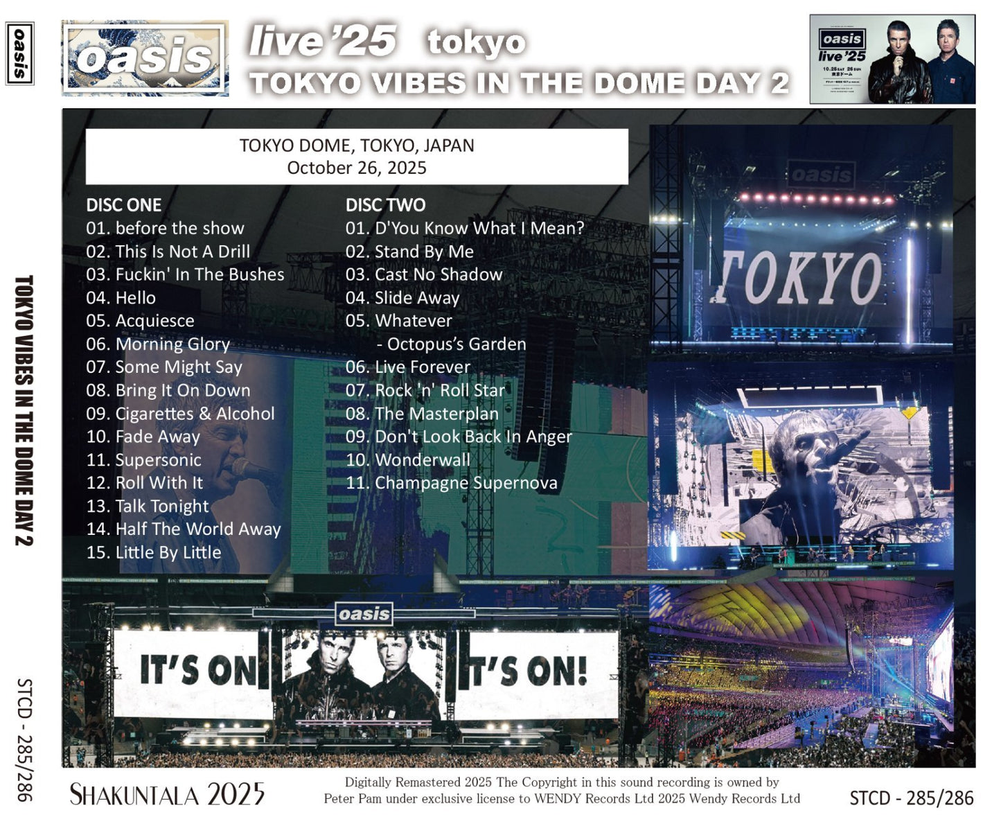 OASIS / 2025 TOKYO VIBES IN THE DOME DAY (2CD)