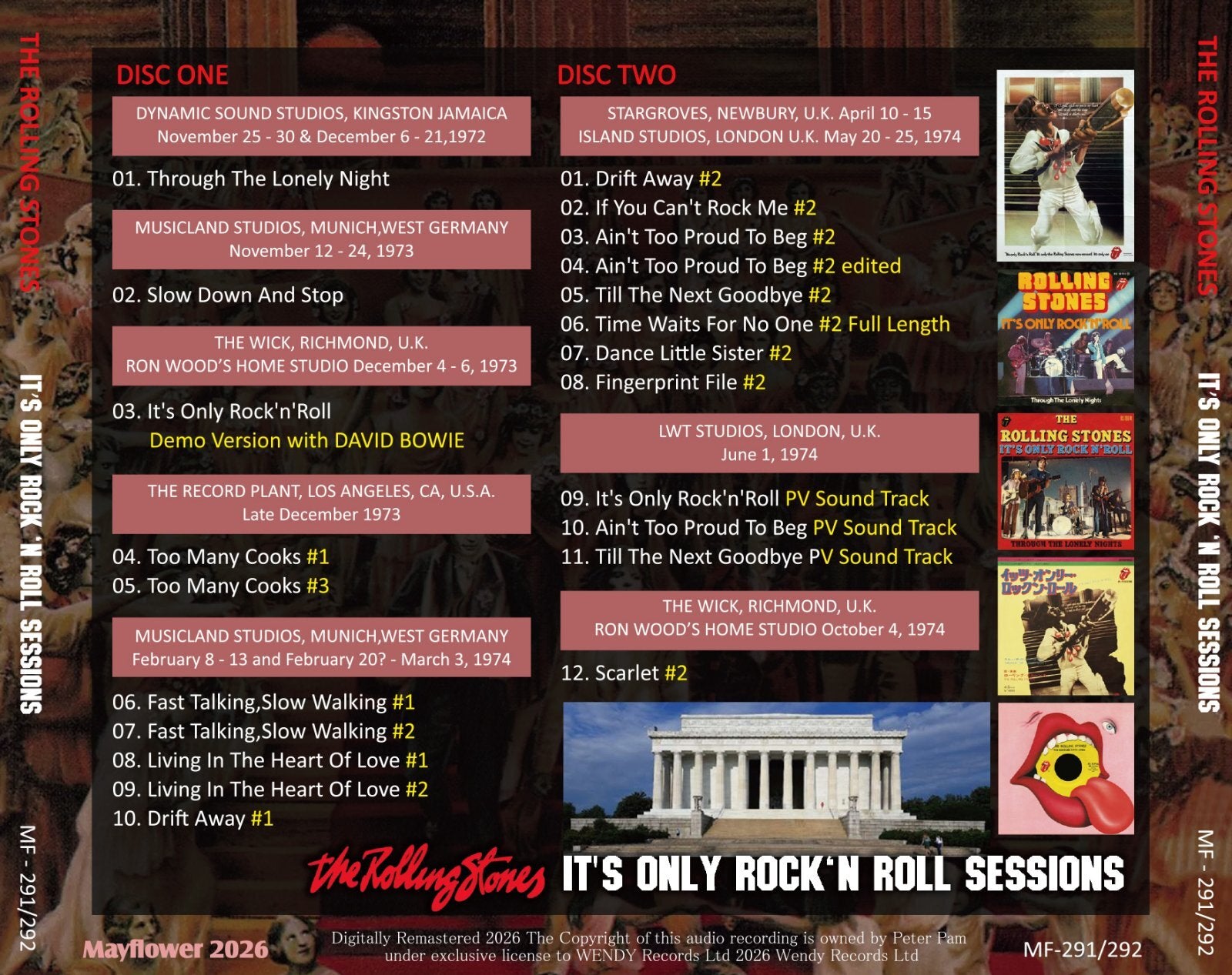 THE ROLLING STONES / IT'S ONLY ROCK 'N ROLL SESSIONS (2CD) – WORLD
