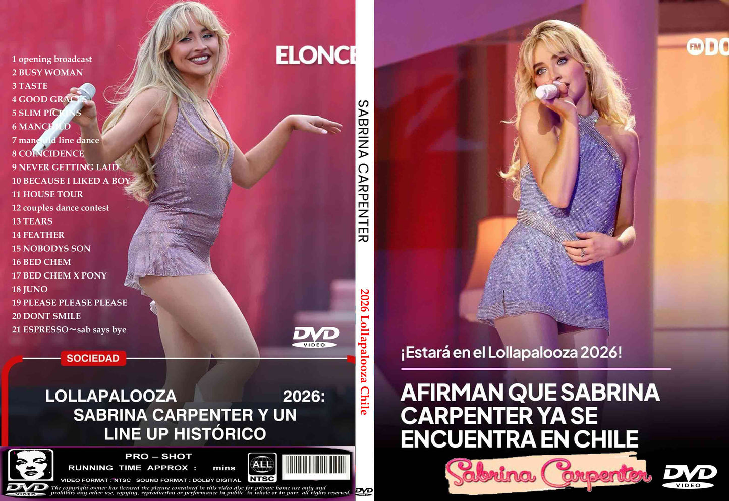 Sabrina Carpenter / 2026 Lollapalooza Chile Labelless white discs (1DVDR)