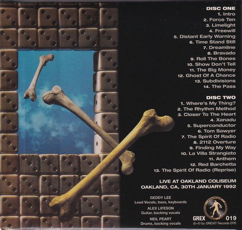 RUSH / ROLL THE BONES TOUR Copertina cartacea (2CD)