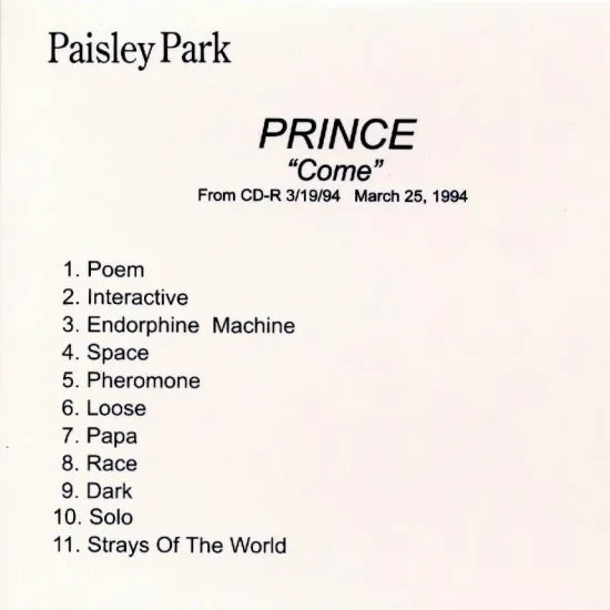 Prince / Come From Original Test Press SOUNDBOARD (1CD)
