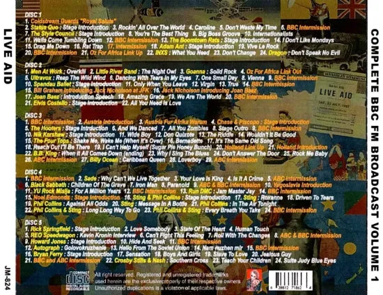 V.A. / LIVE AID COMPLETE BBC FM BROADCAST VOLUME 1～3 STEREO SOUNDBOARD (15CDR)