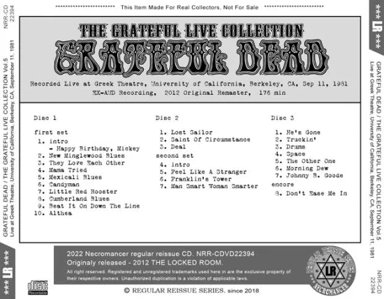 GRATEFUL DEAD / THE GRATEFUL LIVE COLLECTION Vol.5 (3CDR)