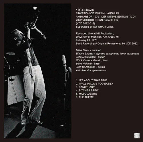 MILES DAVIS / INVASION OF JOHN McLAUGHLIN ANN ARBOR 1970 DEFINITEVE EDITION (1CD)