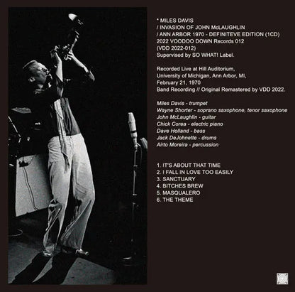 MILES DAVIS / INVASION OF JOHN McLAUGHLIN ANN ARBOR 1970 DEFINITEVE EDITION (1CD)