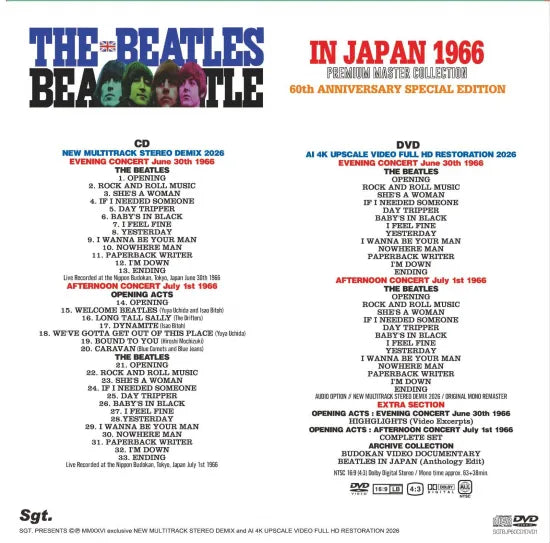 THE BEATLES / IN JAPAN 1966 60TH ANNIVERSARY LIMITED EDITION (PAPER SLEEVE 1CD+1DVD+1BDR+OBI )