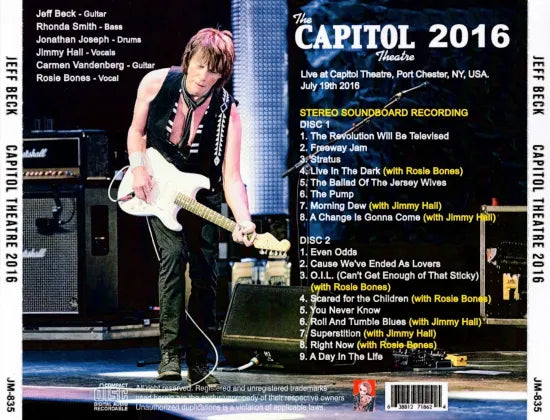 JEFF BECK / CAPITOL THEATRE 2016 STEREO SOUNDBOARD (2CDR)