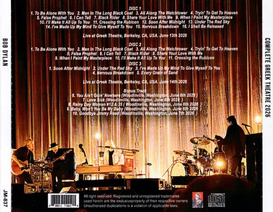 BOB DYLAN / COMPLETE GREEK THEATRE 2026 (3CDR)