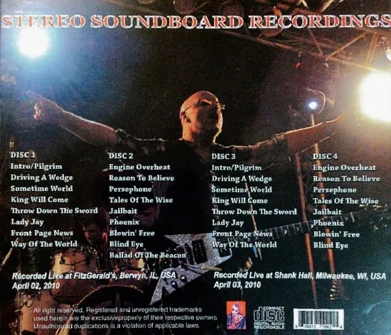 WISHBONE ASH / ASHES IN THE SKY TOUR OF AMERICA 2010 STEREO SOUNDBOARD (4CDR)