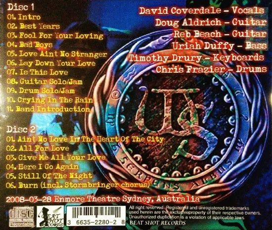 WHITESNAKE / ENMORE THEATRE 2008 (2CDR)