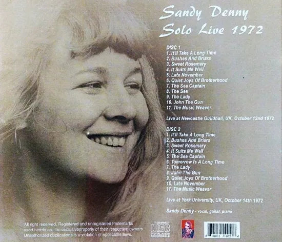 SANDY DENNY / SOLO LIVE 1972 (2CDR)