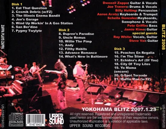 ZAPPA PLAYS ZAPPA / BLITZ 2008 Featuring Ray White & Steve Vai (3CDR)