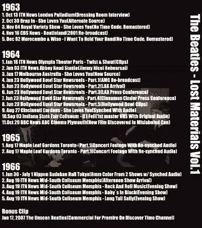 THE BEATLES / LOST MATERIALS VOL.1 PRO-shot (1DVDR)