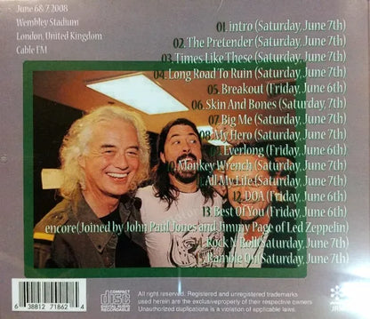 FOO FIGHTERS+LED ZEPPELIN / WEMBLEY STADIUM 2008 SOUNDBOARD SOUNDBOARD (1CDR)