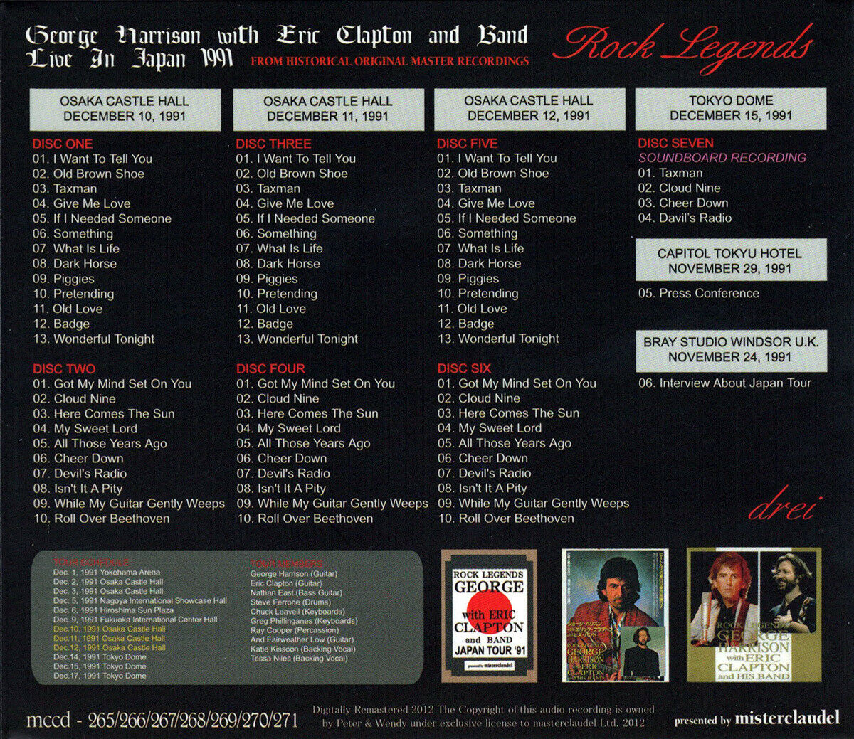 George Harrison 1991 Rock Legends Drei Japan Osaka Tokyo UK CD 7 Discs Set Music