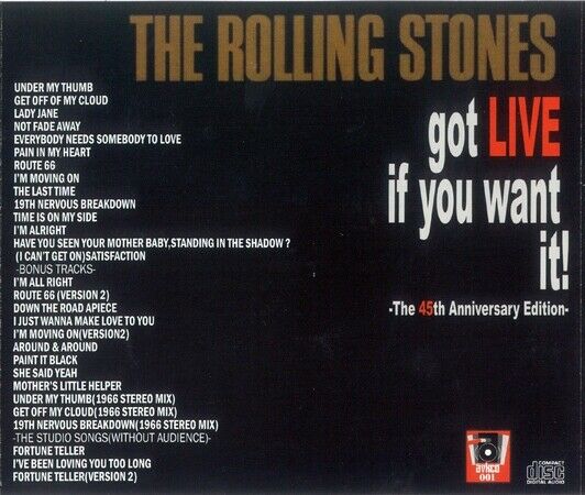 The Rolling Stones Got Live If You Want It 45th Anniversary Edition CD 1 Disc