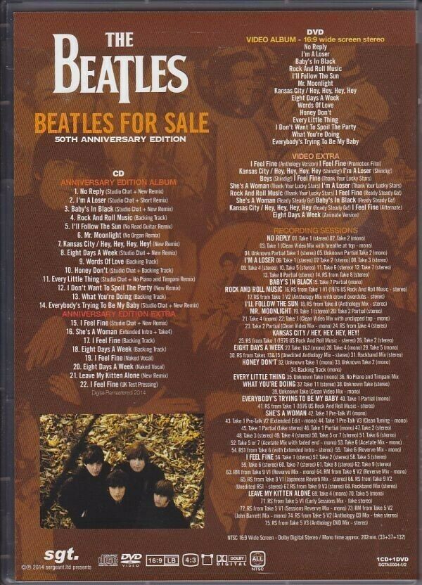 The Beatles For Sale 50th Anniversary Edition CD & DVD 2 Discs Set SGT. Label