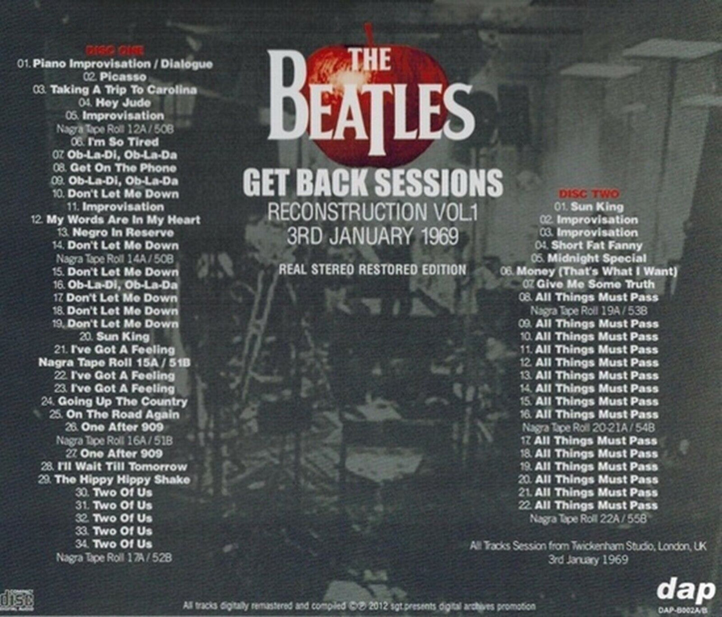 The Beatles Get Back Sessions Reconstruction Vol 1 CD 2 Discs Case Set F/S