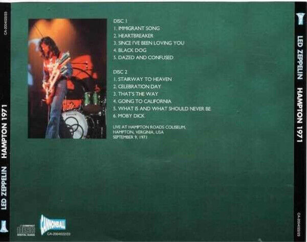 Led Zeppelin Hampton Roads Coliseum Verginia 1971 CD 2 Discs 11 Tracks Hard Rock