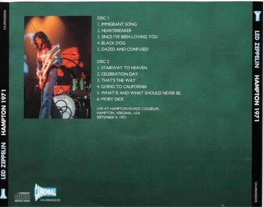 Led Zeppelin Hampton Roads Coliseum Verginia 1971 CD 2 Discs 11 Tracks Hard Rock