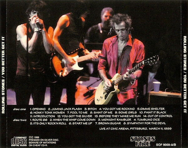 The Rolling Stones You Better Get IT 1999 Pittsburg CD 2 Discs 22 Tracks Music