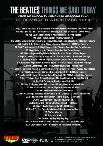 The Beatles Things We Said Recovered Archives DVD 1 Disc Case Music Rock Pops