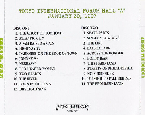 Bruce Springsteen Across The Border 1997 Tokyo CD 2 Discs 23 Tracks Music Rock