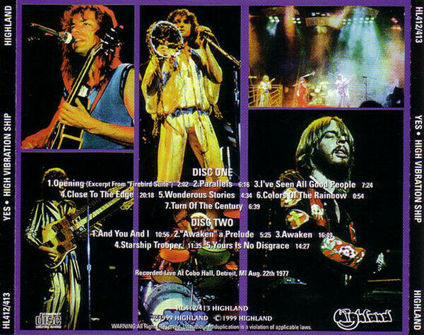 Yes / High Vibration Ship 1977 Detroit Cobo 2CD