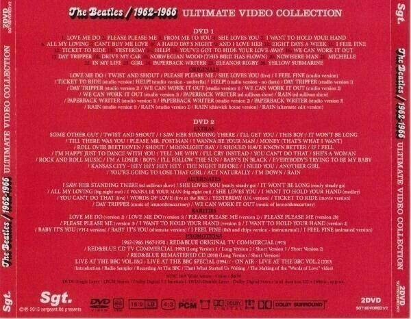 The Beatles 1962-1966 Ultimate Video Collection DVD 2 Disc Set SGT Label Music