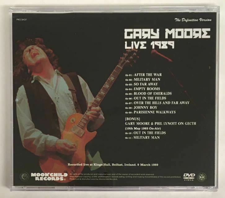 Gary Moore Live 1989 DVD 1 Disc 11 Tracks Kings Hall Ireland Moonchild Music