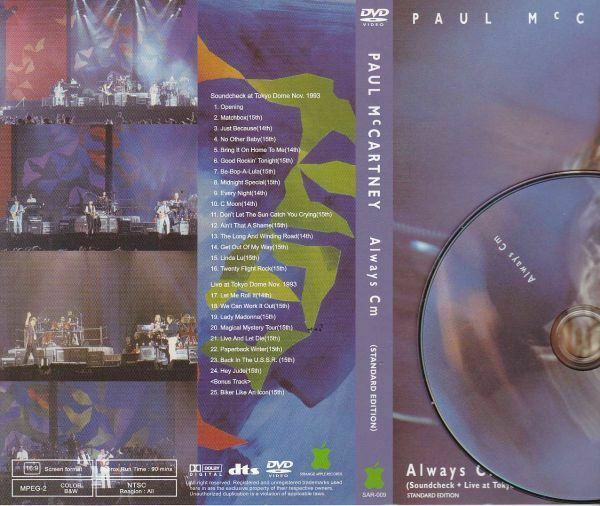 Paul McCartney Always Cm 1993 Tokyo Dome November 14-15 DVD 1 Disc 25 Tracks F/S