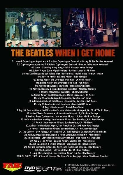 The Beatles When I Get Home Recovered Archives 1964 DVD 1 Disc 31 Tracks Music