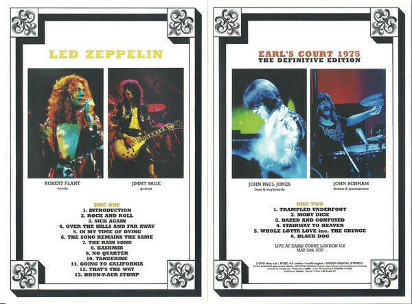Led Zeppelin Earl's Court 1975 The Definitive Edition 2DVD Factory Pressed Discs