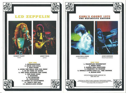 Led Zeppelin Earl's Court 1975 The Definitive Edition 2DVD Factory Pressed Discs
