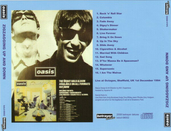 Oasis Zigzagging Up And Down 1994 Sheffield UK CD 1 Disc 16 Tracks Music Rock