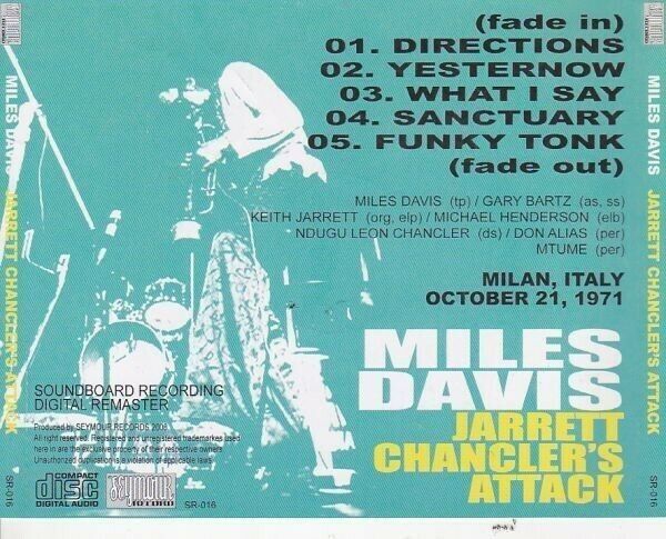 Miles Davis Jarrett Chancler's Attack 1971 Milan CD 1 Disc 5 Tracks Music Jazz