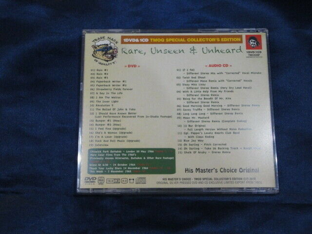 The Beatles Rare, Unseen & Unheard 1CD 1DVD HMC TMOQ Special Collector's Edition