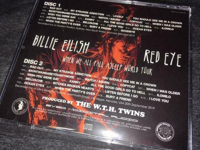 Billie Eilish Red Eye When We All Fall Asleep World Tour CD 2 Discs Rock Music