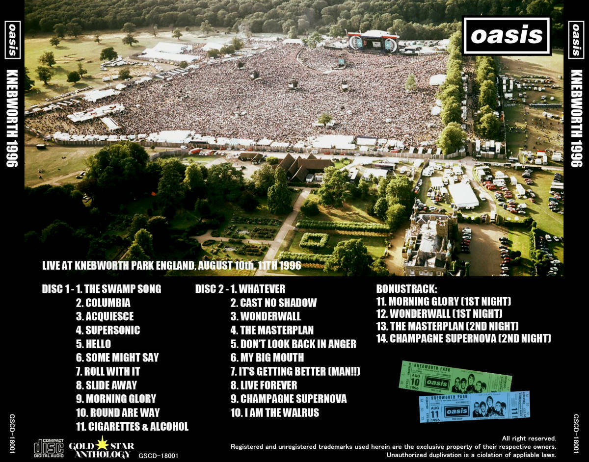 OASIS 1996 LIVE AT KNEBWORTH PARK ENGLAND CD 2 Discs Set Music Rock Pops F/S