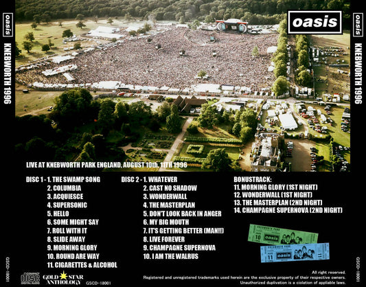 OASIS 1996 LIVE AT KNEBWORTH PARK ENGLAND CD 2 Discs Set Music Rock Pops F/S