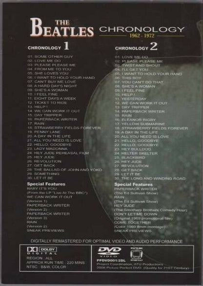 The Beatles Chronology 1&2 1962-1972 DVD 2 Discs Set 60 Tracks Music Rock Pops
