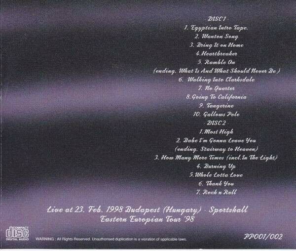 JIMMY PAGE & ROBERT PLANT / Walking Into Budapest 1998 2CD 17 Tracks