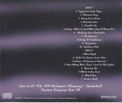JIMMY PAGE & ROBERT PLANT / Walking Into Budapest 1998 2CD 17 Tracks