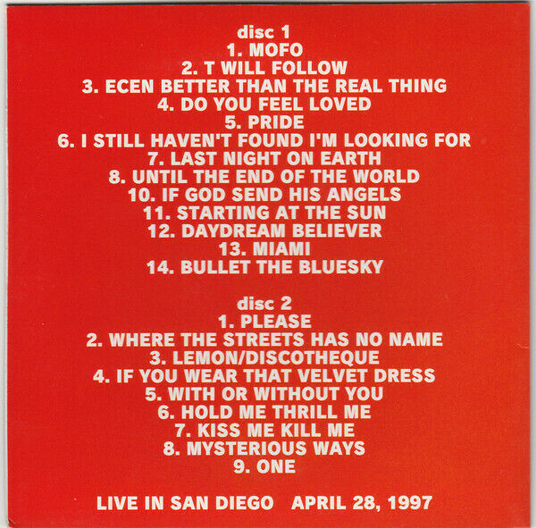 U2 San Diego 1997 2CD Amsterdam
