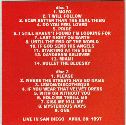 U2 San Diego 1997 2CD Amsterdam