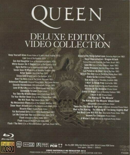 Queen Deluxe Edition Video Collection Blu-ray 1 Disc Hyper Vision Music Rock F/S