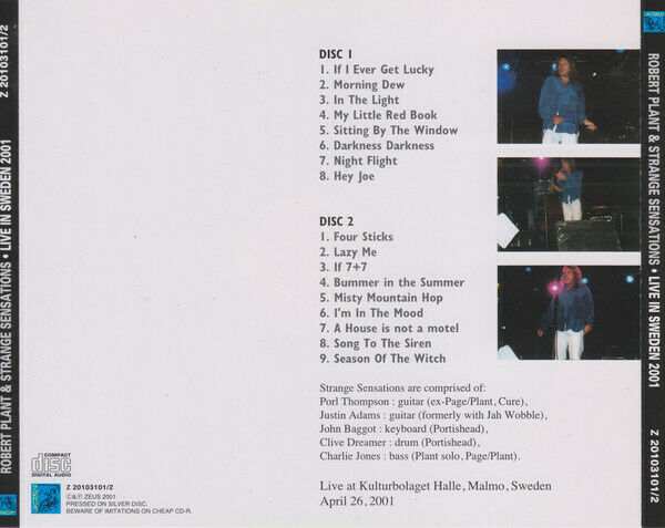 Robert Plant Strange Sensations Live In Sweden 2001 CD 2 Discs 17 Tracks Music